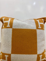 Hermès Hermes Cashmere pillow orange and white