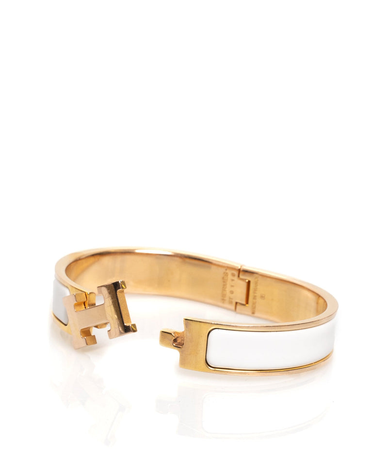 Hermès Hermes Clic H Bracelet in Blanc GHW - AGL1344