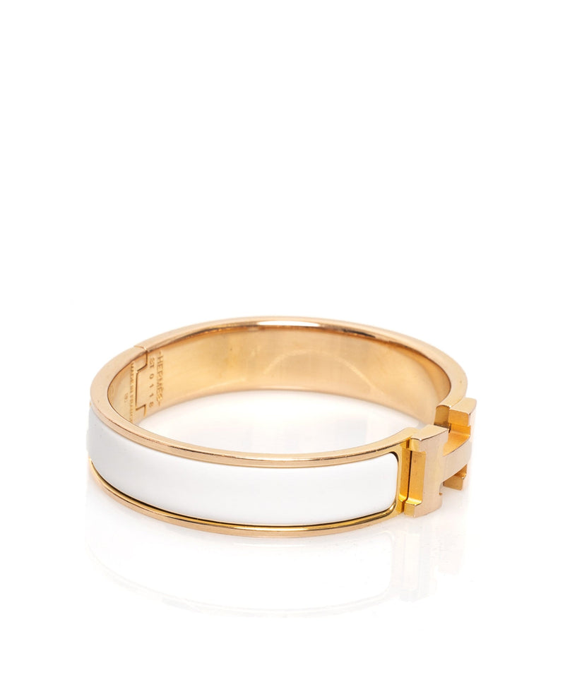 Hermès Hermes Clic H Bracelet in Blanc GHW - AGL1344