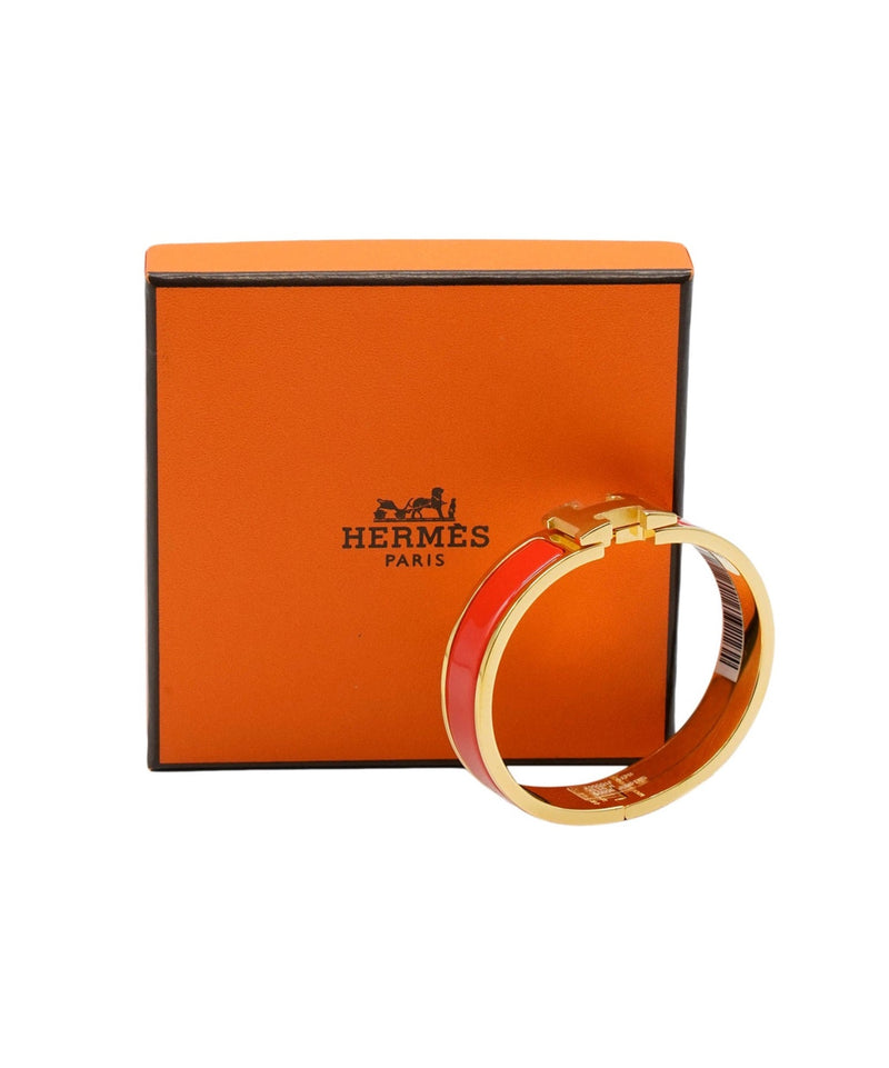 Hermès Hermes Clic H Bracelet PM Rouge Vif GHW ASL6800