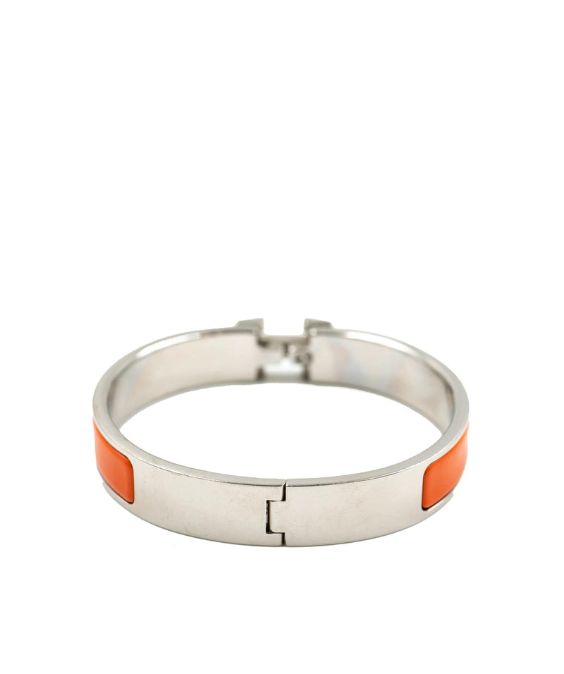 Hermès Hermes clic with orange enamel and silver - AEC1056