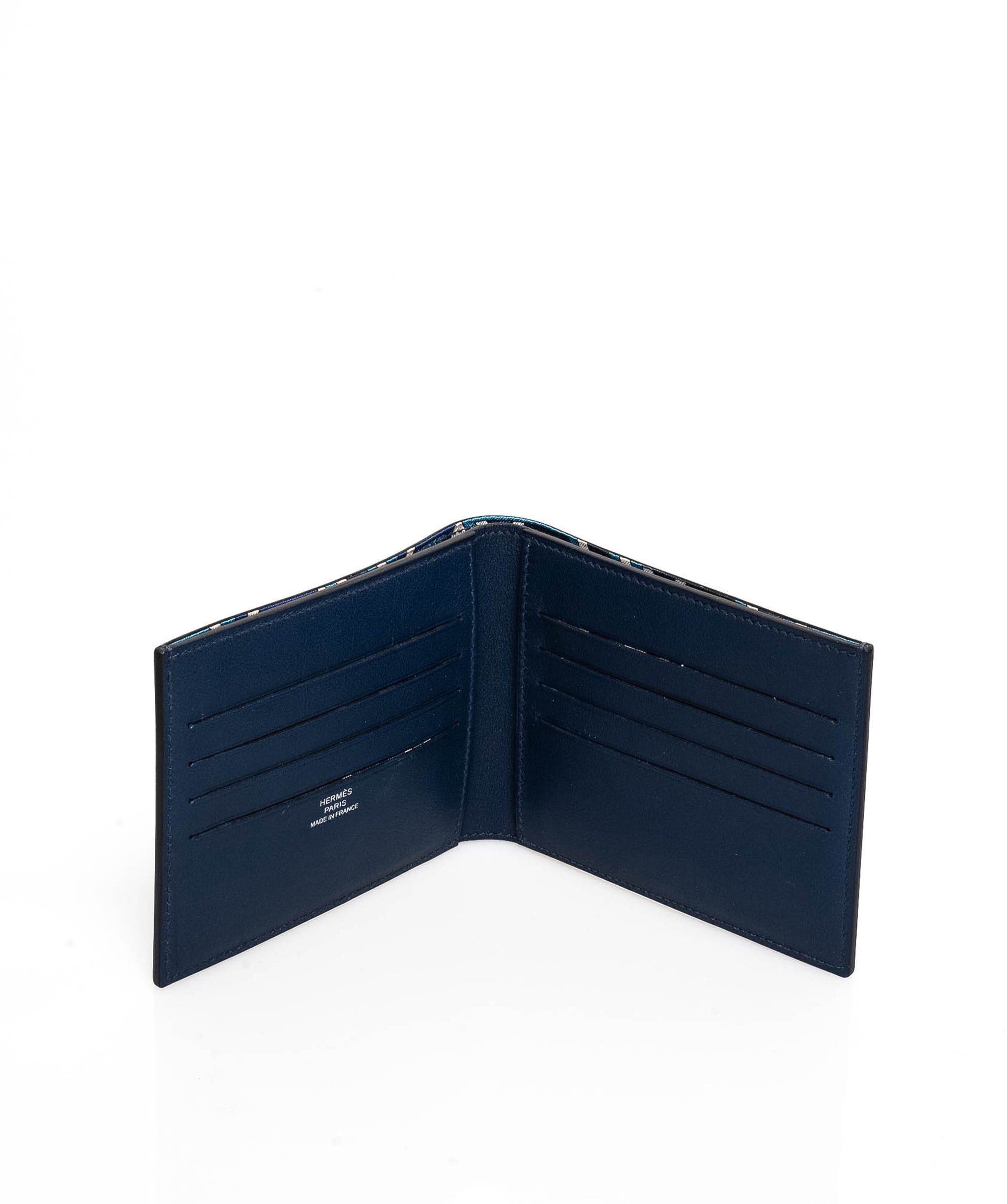 Hermès Hermes swift leather card holder wallet in blue nuit MW1580