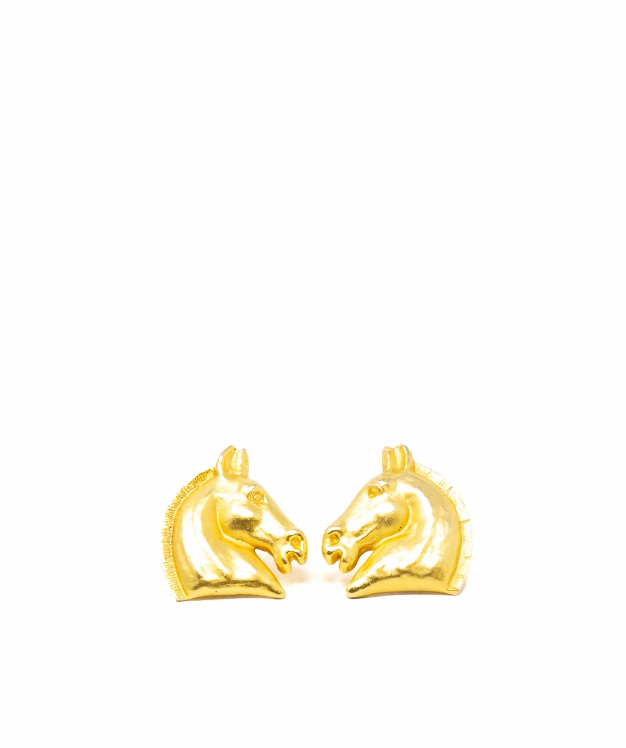 Hermès Hermes Vintage Horse  Gold Earrings AWC1218