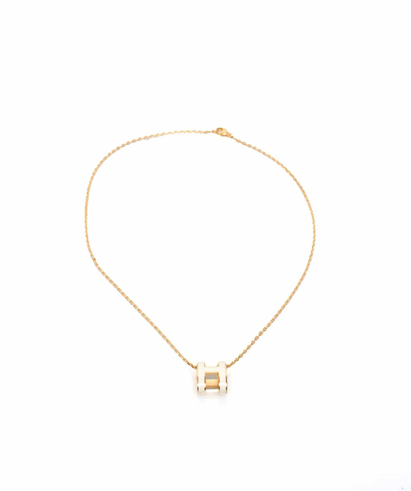 Hermes Pendant Pop H Blanc in Lacquered Metal with Rose Gold-tone - US