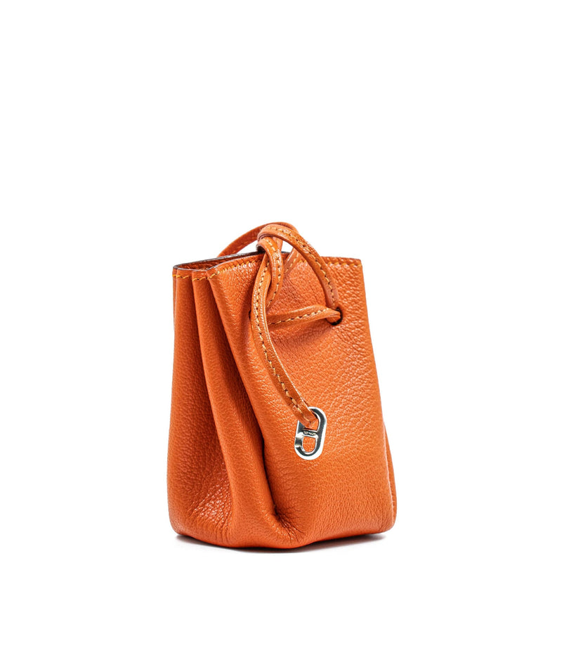 Hermes Vespa Orange Leather Pouch Bag Charm AWL4145