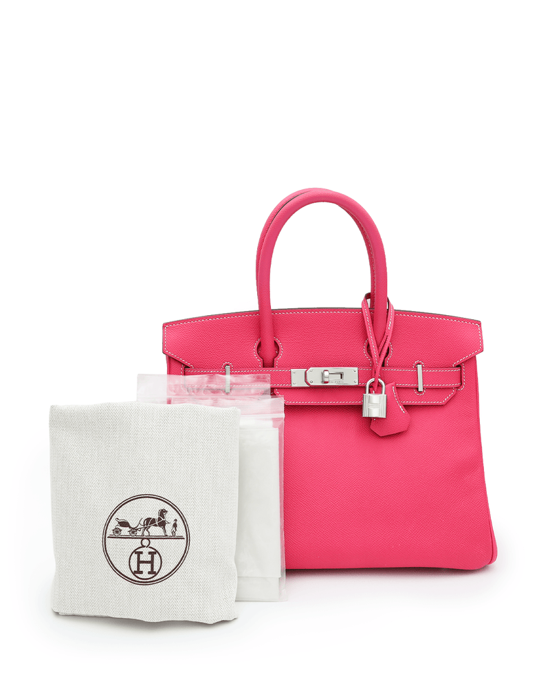 Hermès Birkin 30 Candy Collection Rose Tyrien & Rubis Epsom White Stit