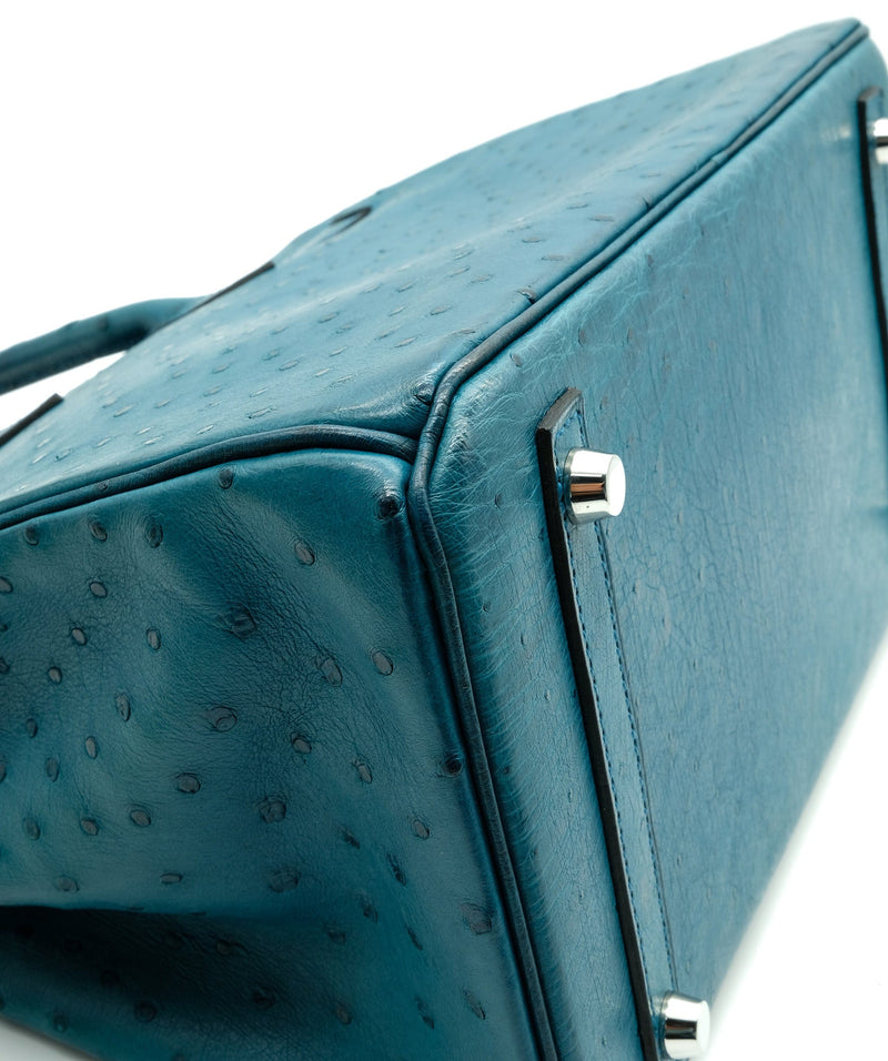 Hermès Hermes Birkin 30 Cobalt Blue Ostrich Handbag RJC1296