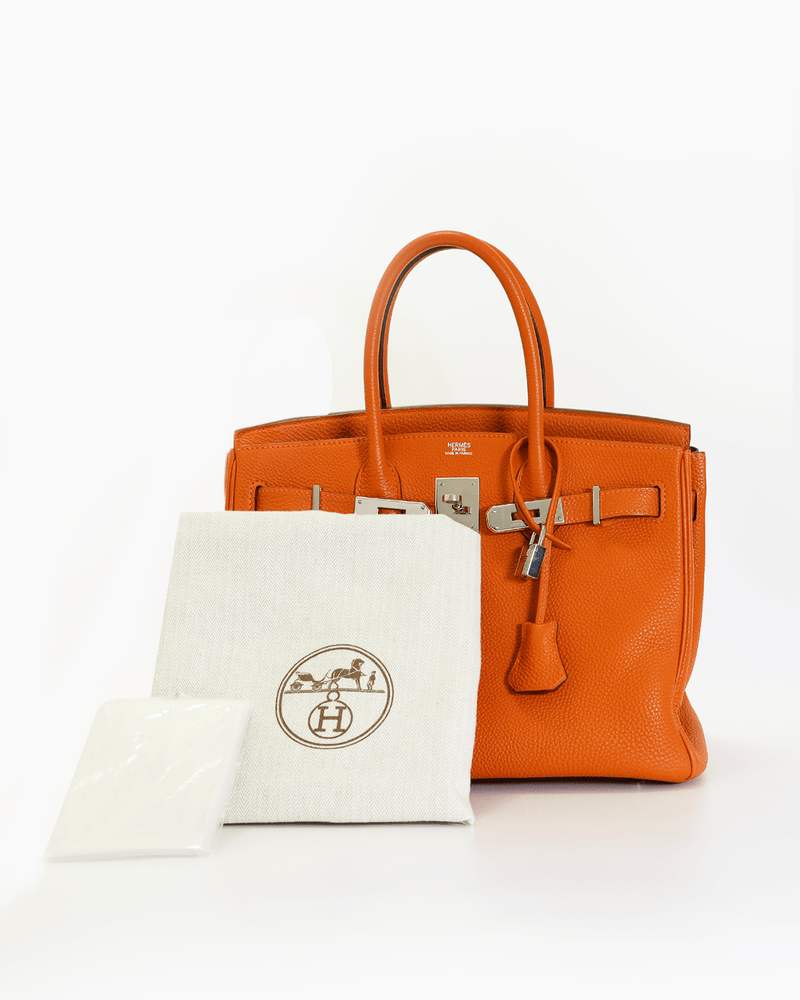 Hermes Togo Birkin 30cm Women's Orange Bag - 30-ORANGE-TOGO-STEEL