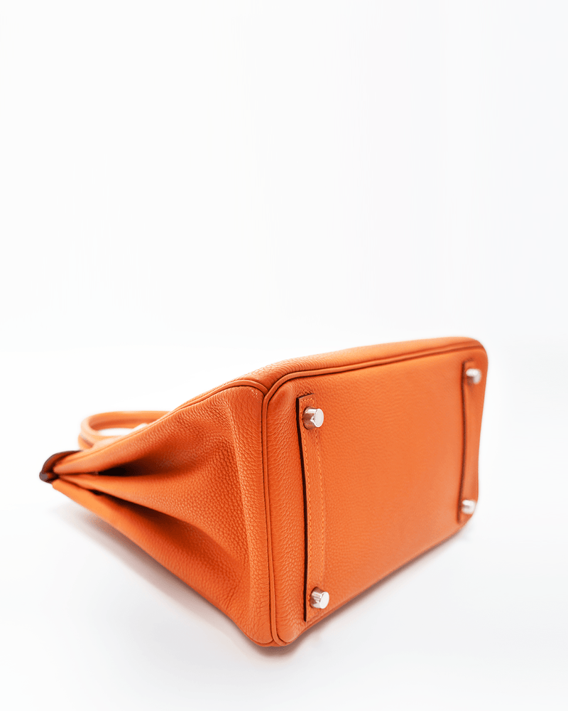 Auth Hermes Birkin 30 togo Leather Orange Hand Bag 1i220080n"