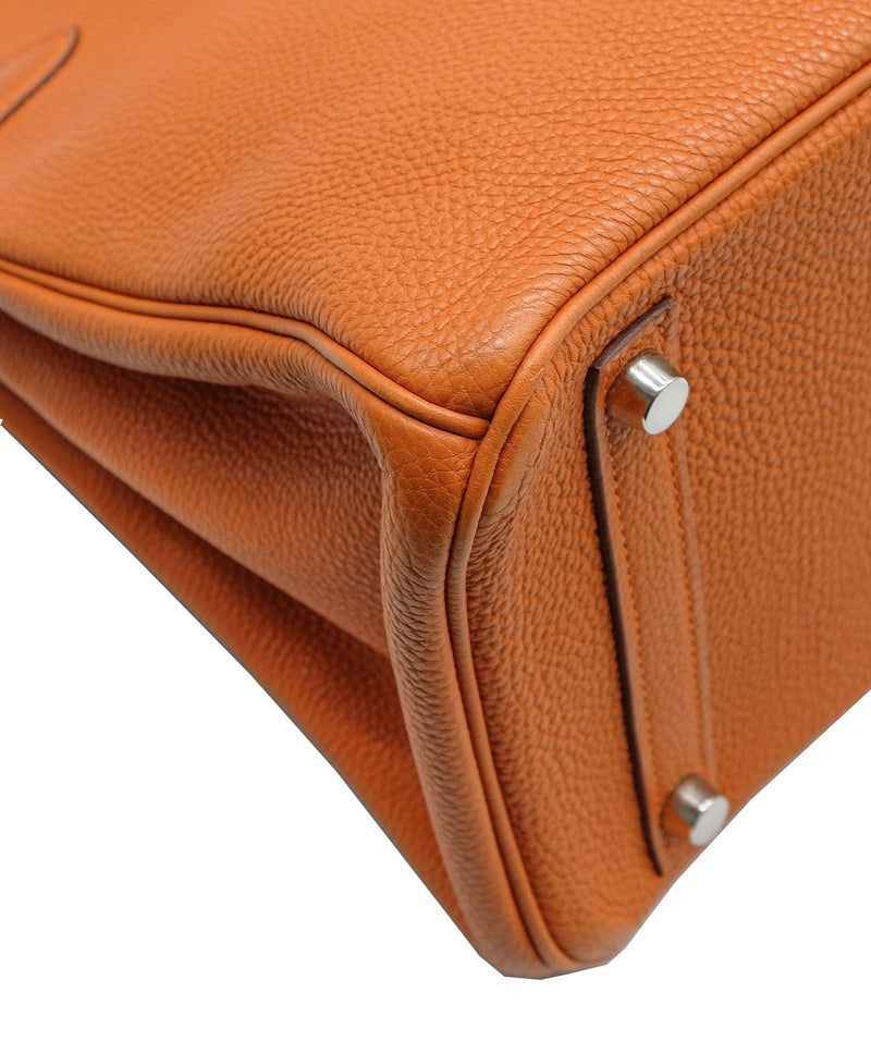 Birkin 30 handbag Hermès Orange in Suede - 31421486