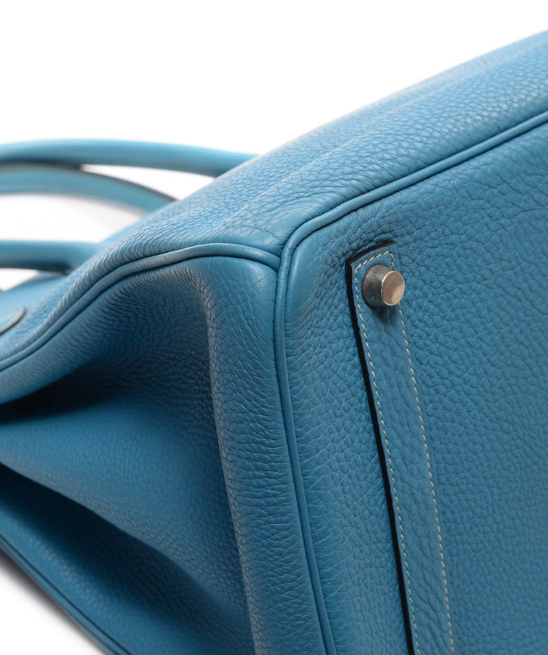 Hermes Birkin Bag 35cm Denim Blue Jean Togo PHW For Sale at