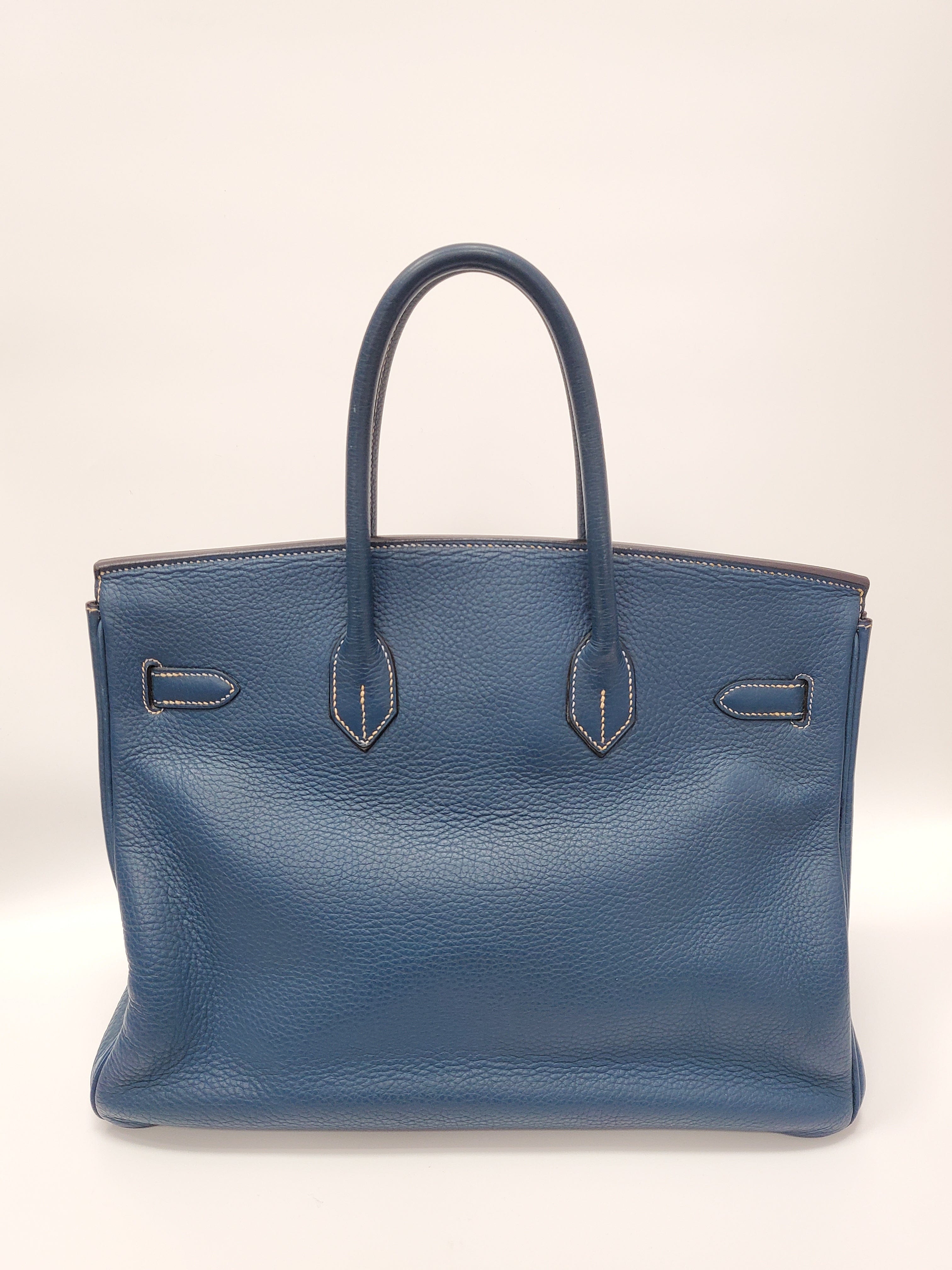 Hermès Hermes Birkin 35 Blue Thalassa PHW SYL1057