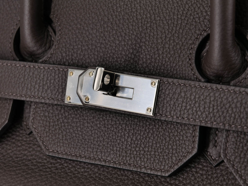 Hermes 45cm Black Ardennes Leather & Toile Ulysses HAC Birkin Bag