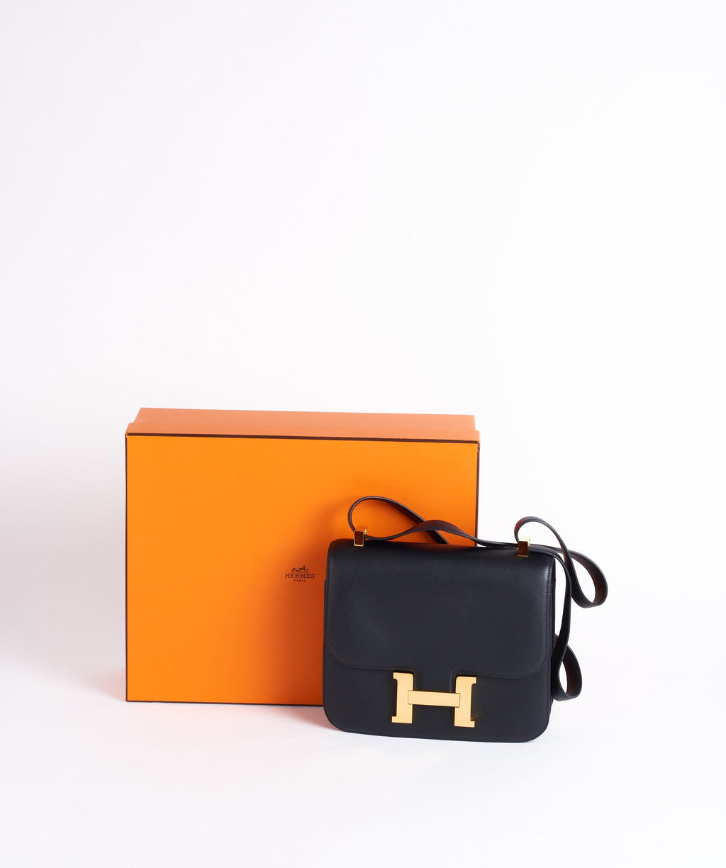 Hermès HERMES CONSTANCE BOX BLACK BAG Leather ref.234165 - Joli Closet
