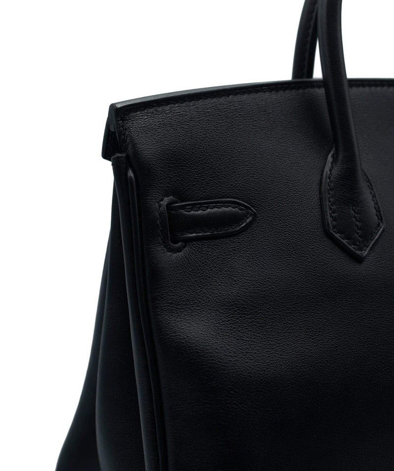 Hermès Birkin 25 Black côte à côte tuffetage and Swift Permabrass Hard