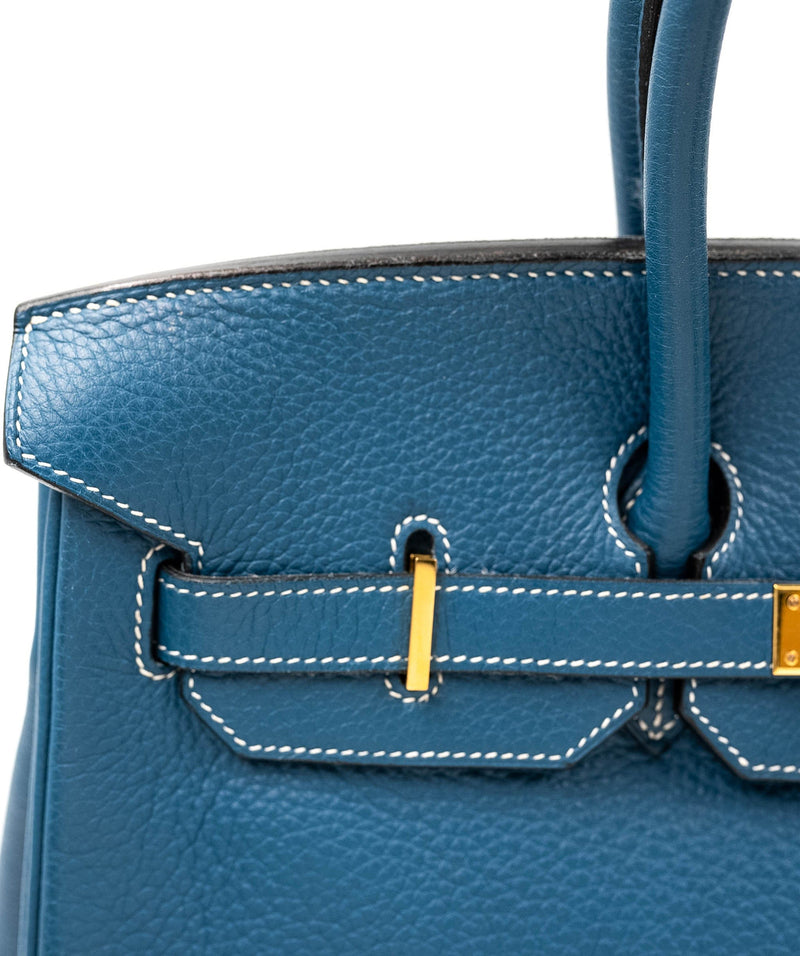 Hermès Hermes blue jean 35 togo leather with gold hardware.  ADC1182