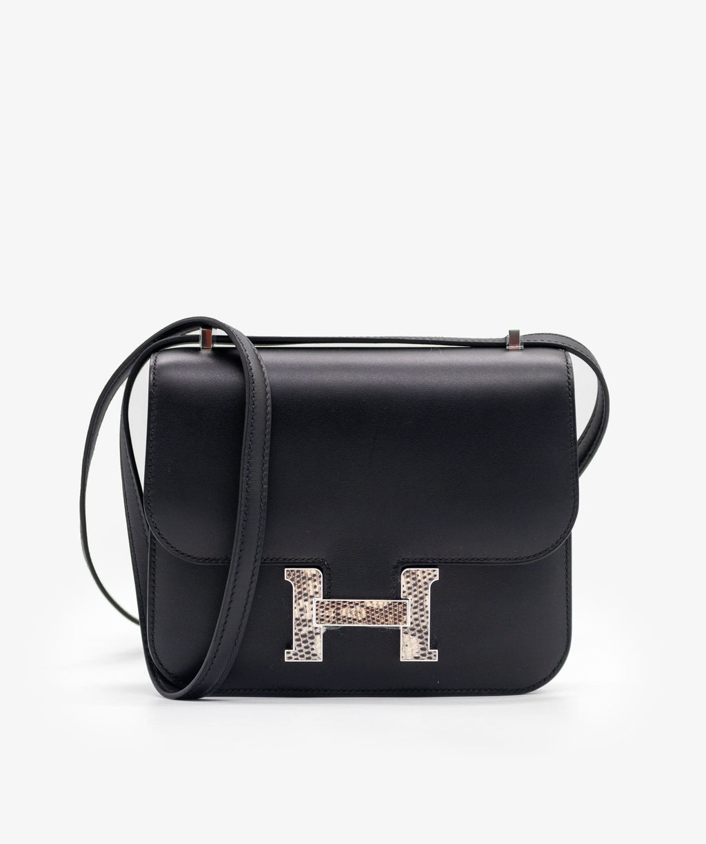 Hermès Micro Constance handbag black lizard Exotic leather ref