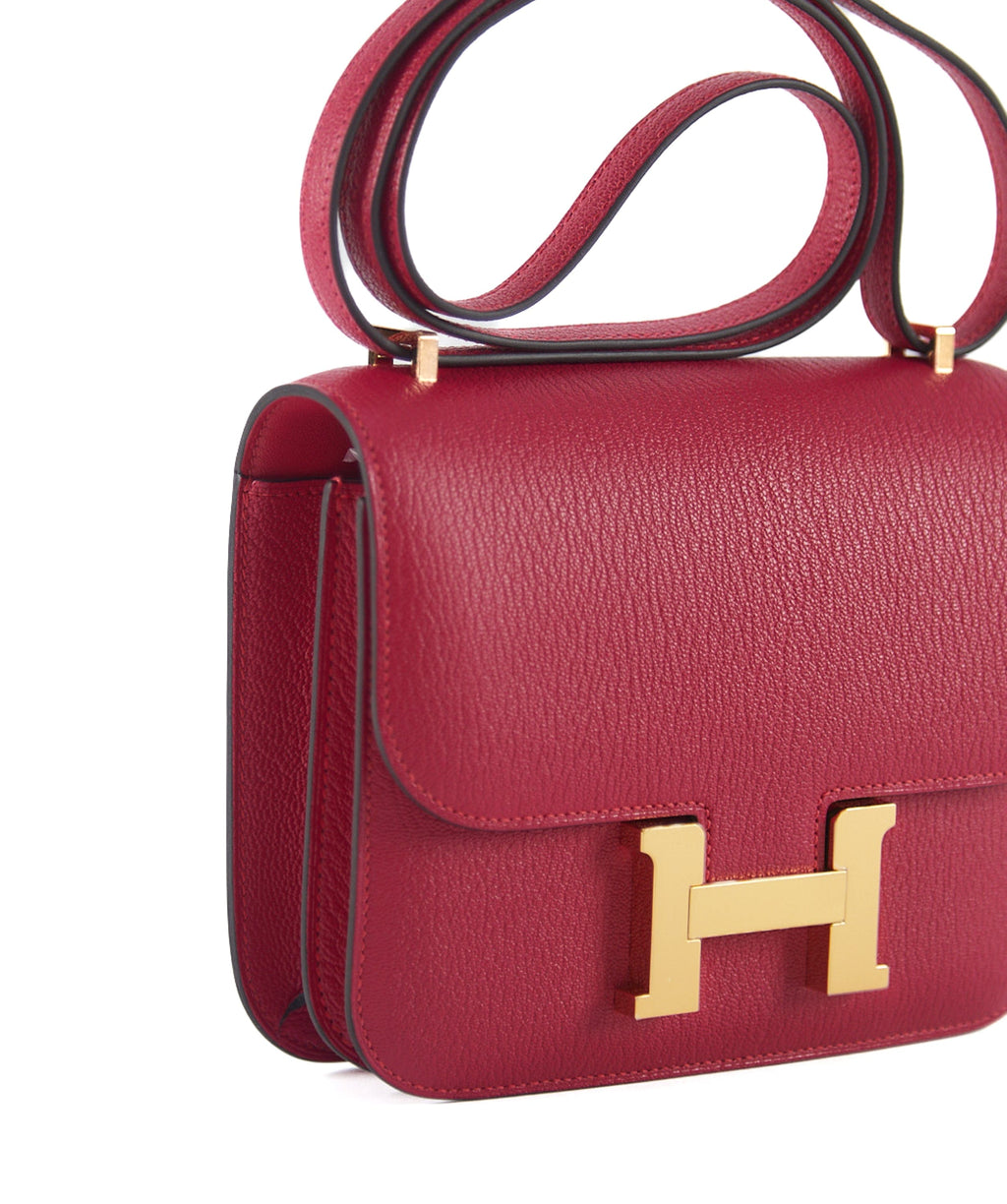 NEW HERMES HANDBAGS CONSTANCE 18 K1/A5 SHOULDER BAG/CROSSBODY BAG ROUGE  GRENAT