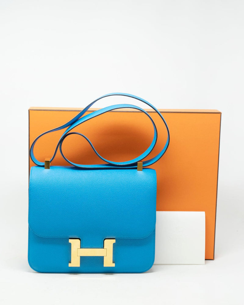 Hermès Hermès Constance 24 Epsom Leather Crossbody Bag-Bleu Du
