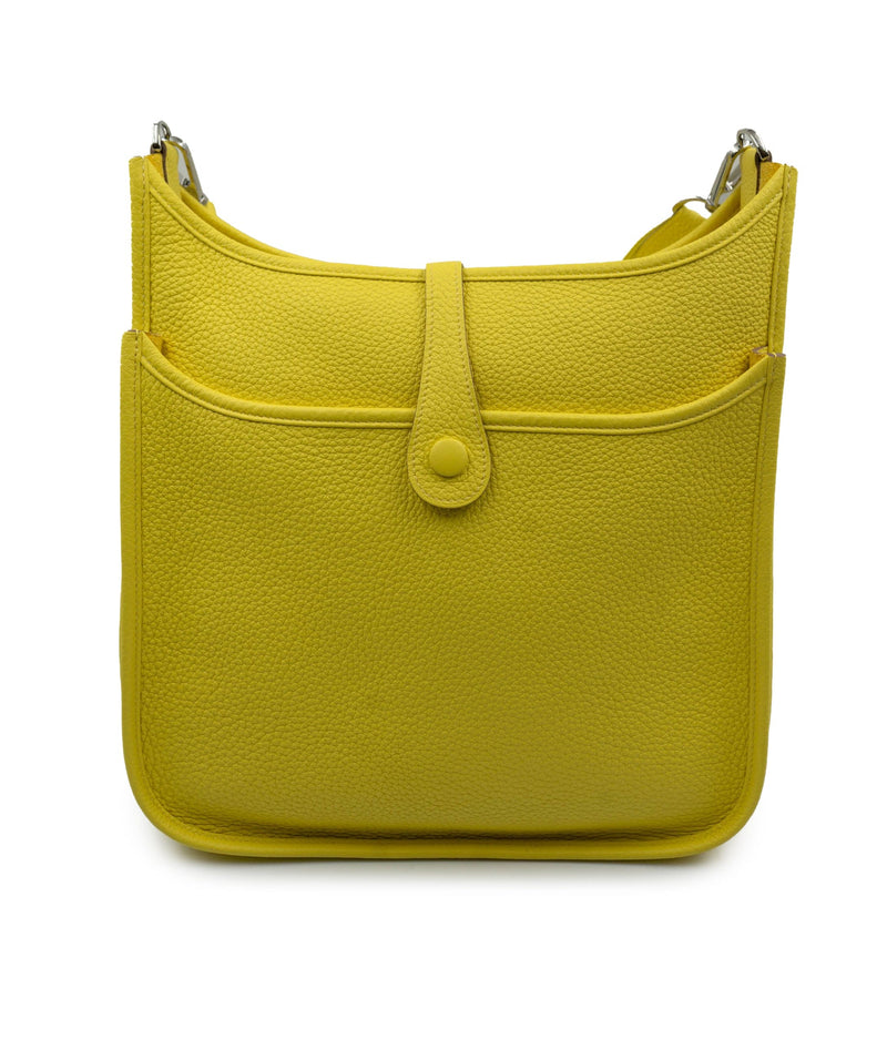 HERMES Evelyn II bag in yellow togo grained leather - VALOIS VINTAGE PARIS