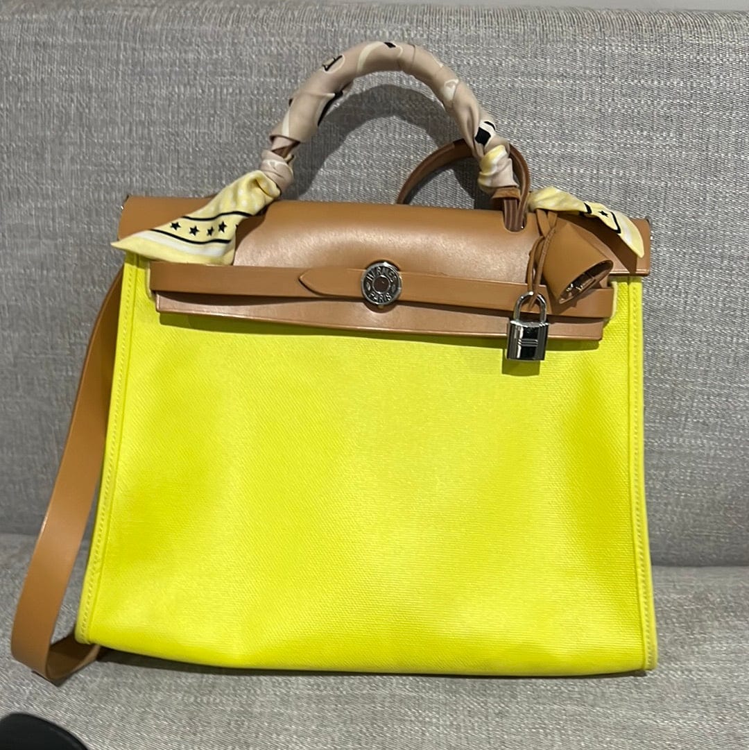 Canvas Hermes Herbag 29 Hermes Lime Herbag Canvas Hermes Herbag