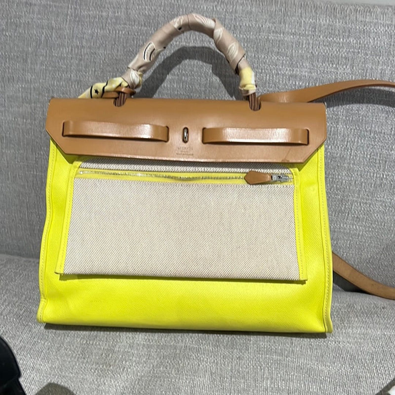 Hermes Herbag Lime Coated Canvas ASC1360