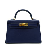 Hermès Hermes Kelly 20 Blue Encre Chevre Ghw #C SKL1235