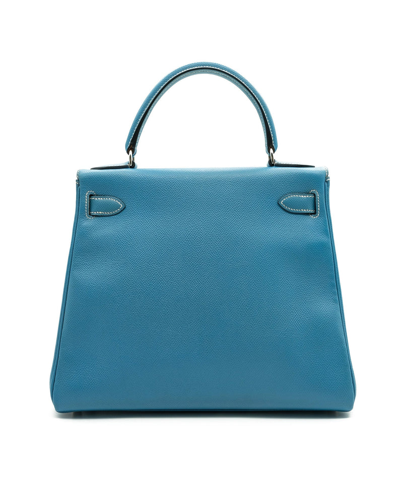 Hermès Hermes Kelly 28 Blue Jean Epsom PHW #C SKL1267
