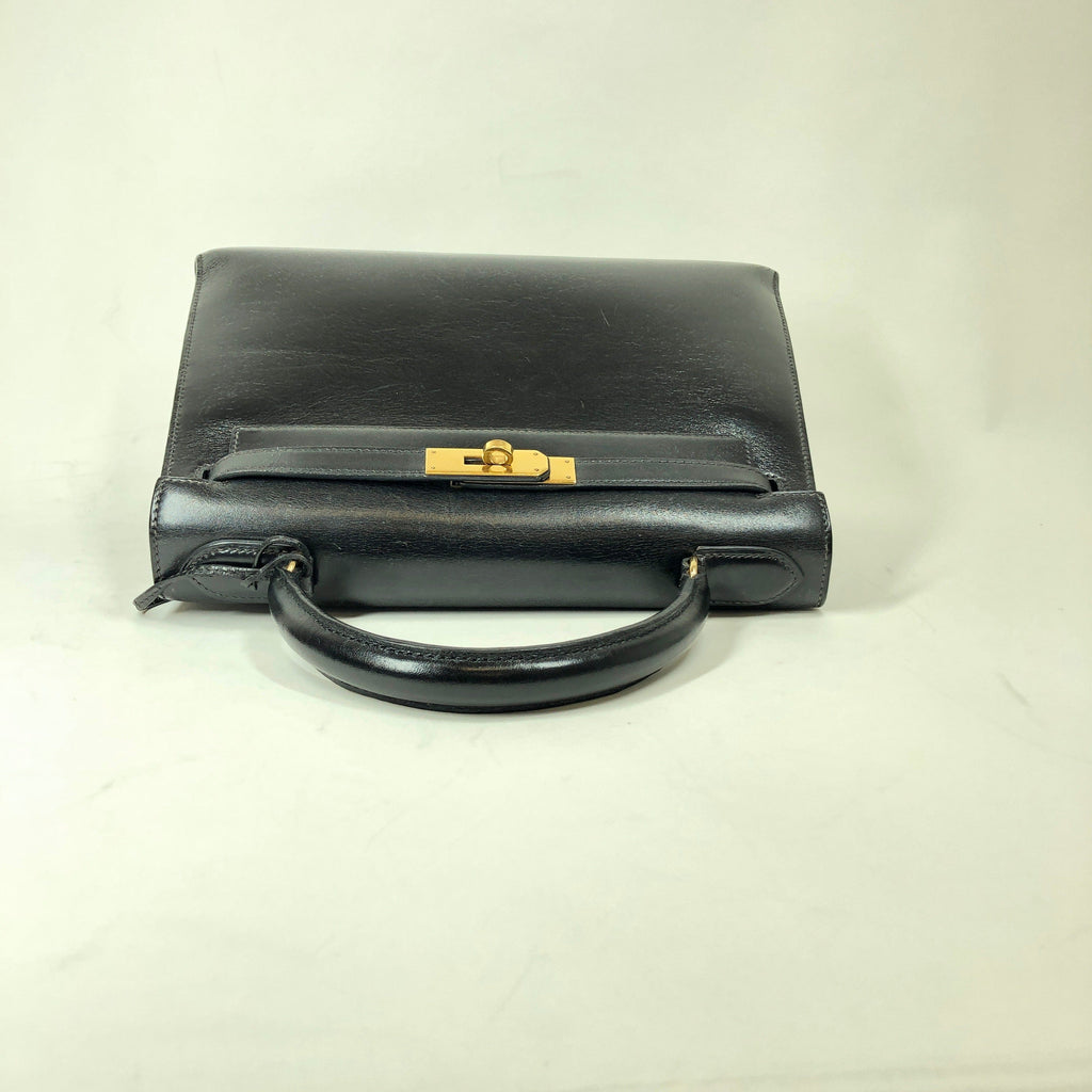 Hermes Kelly Handbag Black Box Calf with Gold Hardware 28 Black 22990836