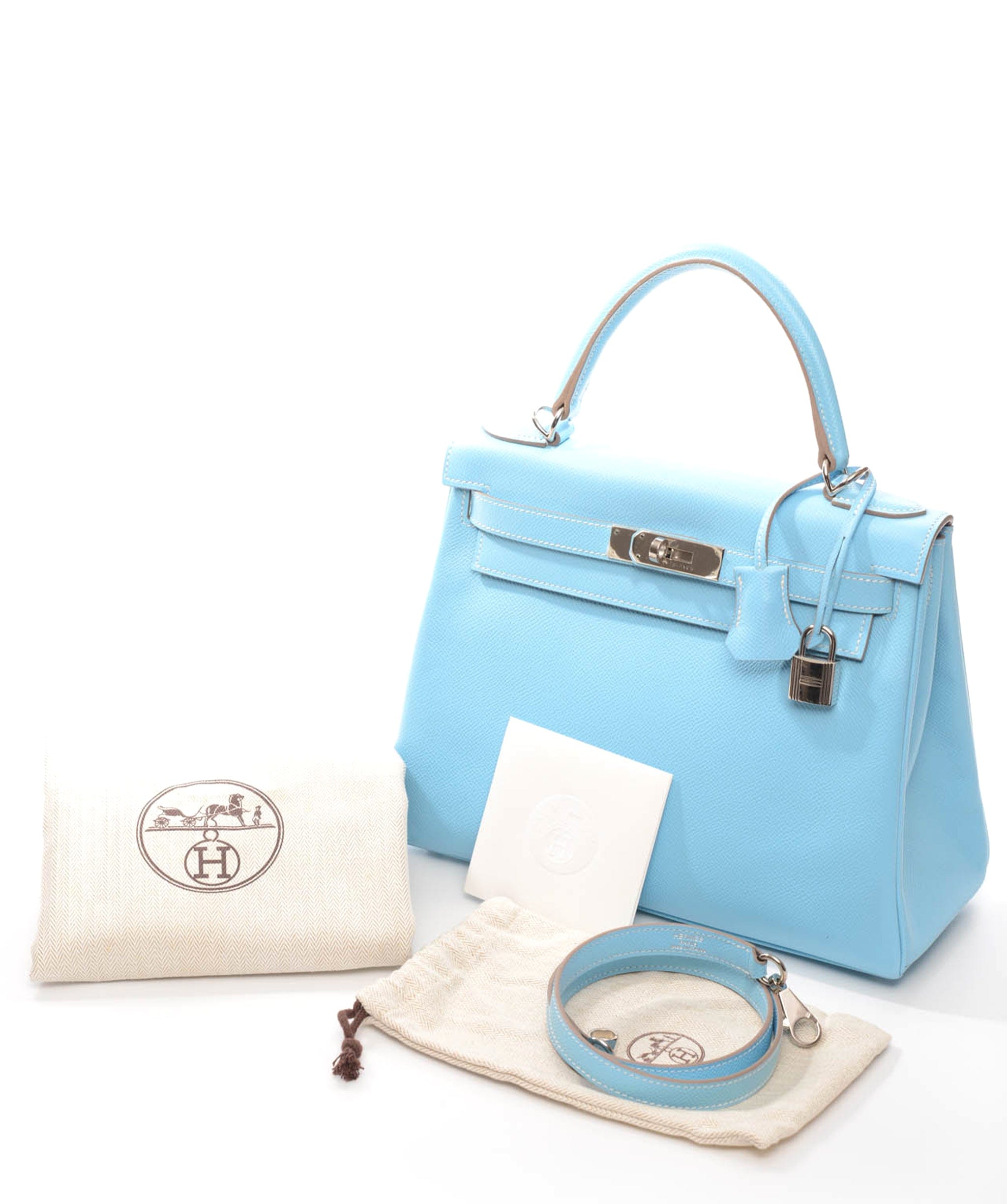 Hermès Hermes Kelly 28 Candy Blue Celeste Epsom Phw #O SKL1212