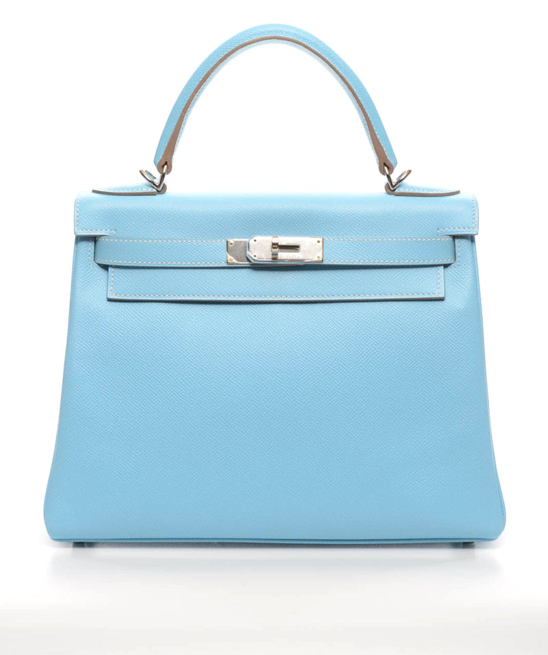 Hermes Kelly 28 Candy Blue Celeste Epsom PHW #O SKL1212