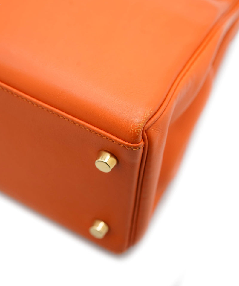 Hermes Kelly 28 Bag ck93 Orange Ostrich PHW