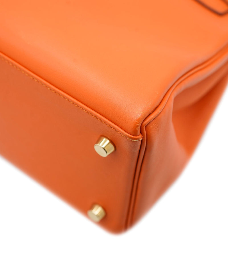 Hermès Orange Ostrich Kelly Sellier 28 28cm 