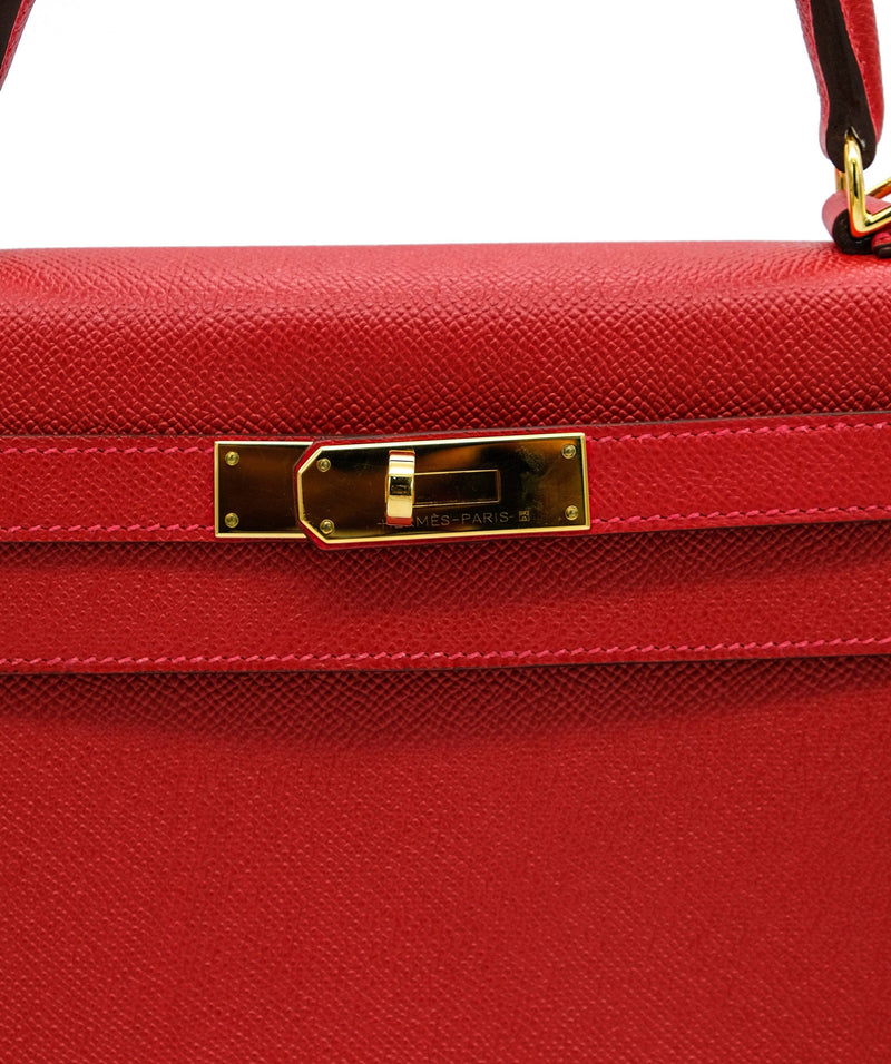 Hermès Kelly Sellier Rouge Casaque - Designer WishBags