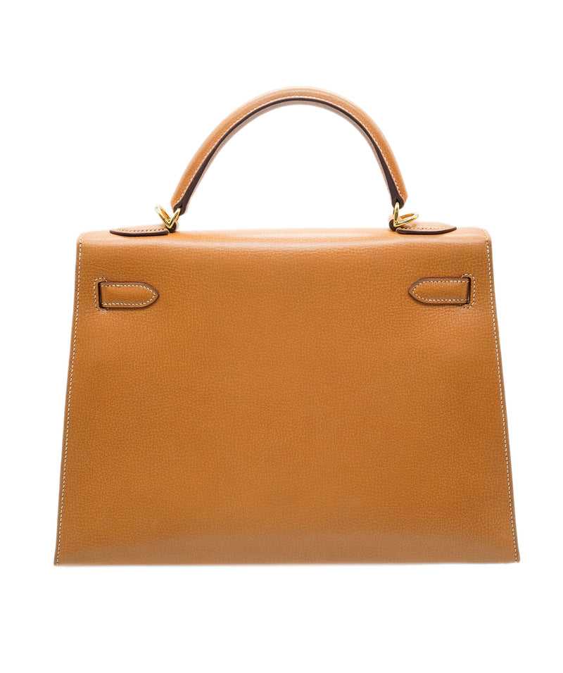 Hermes Kelly Bag Ostrich Leather Gold Hardware In Orange