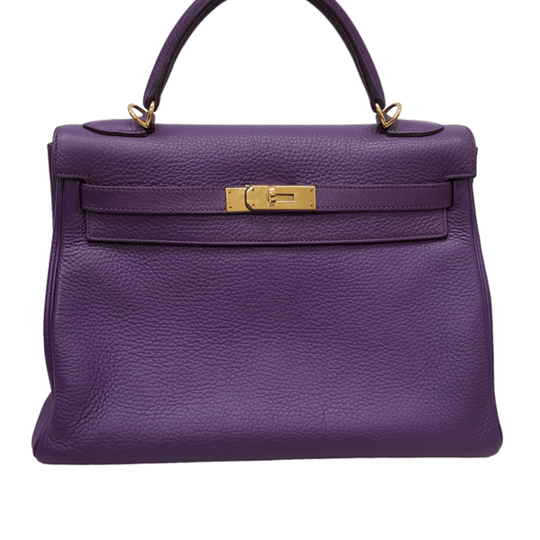 Hermes Kelly 32 Anemon Ultra Violet purple in Togo leather