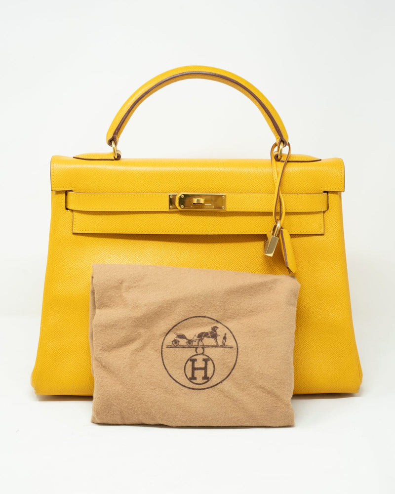 Hermes Kelly 28 Jaune Amber GHW