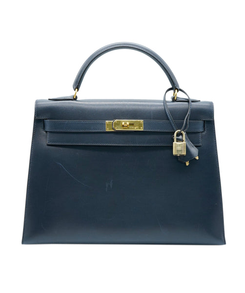 Hermes Kelly 32 navy box sellier ghw, Luxury, Bags & Wallets on