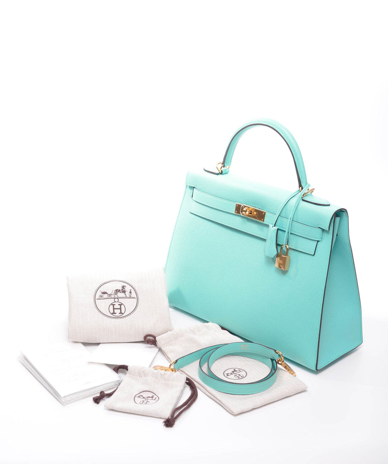 Hermes Kelly 32 Blue Atoll 3P Epsom SHW