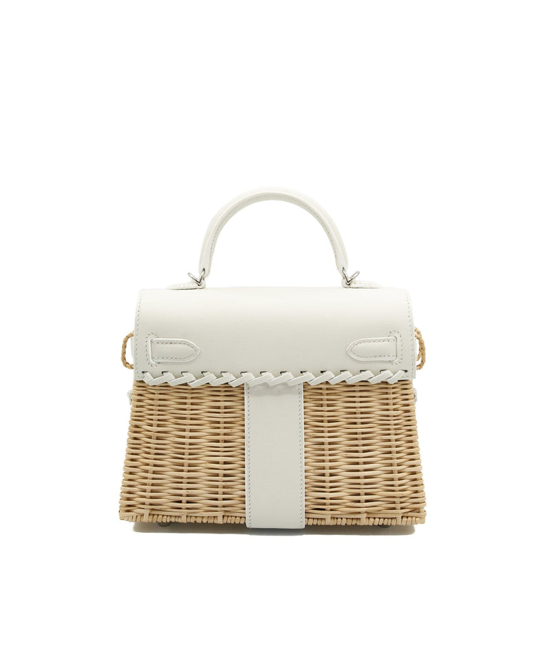 Hermes Kelly Limited Edition Picnic Mini Vert Verone Swift and Osier PHW  from 100% authentic materials!