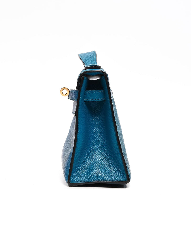 Hermes 1995 Blue Gulliver Clafskin TROUSSE KARO PM Cosmetic Bag Pochette  BNWTIB!