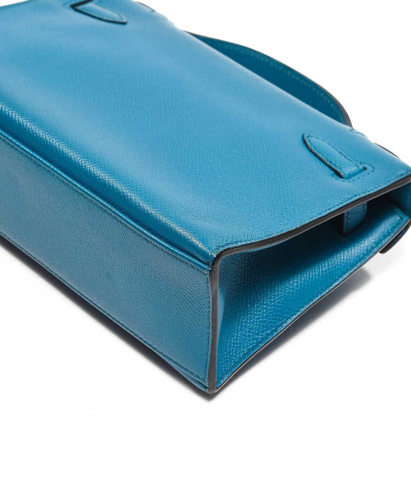 Hermes Blue Sapphir Epsom Leather Kelly Cut Clutch Bag with, Lot #58084