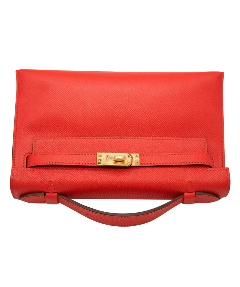 Hermès Hermes Kelly Pochette Rouge Tomate Epsom GHW #A SKL1435