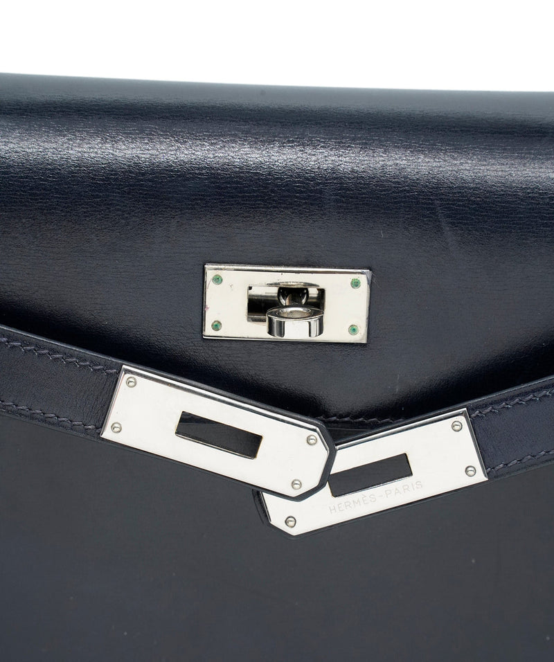 Hermes Black Box Calf Leather Palladium Hardware Kelly Sellier 28 Bag Hermes
