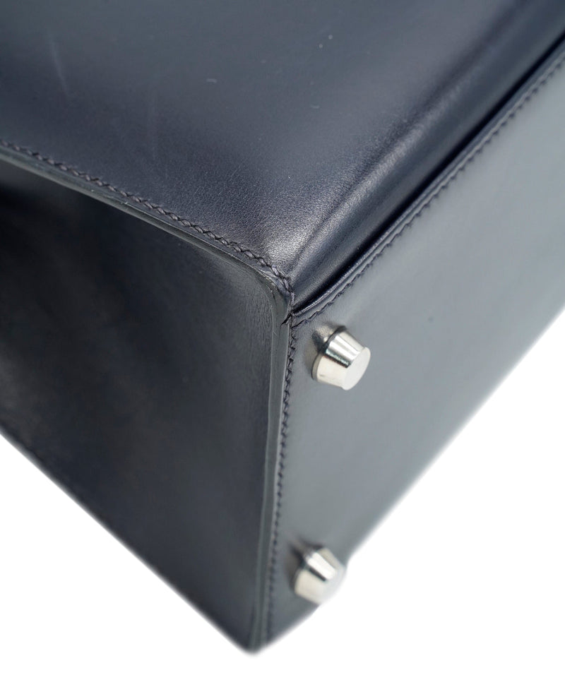 Hermes Kelly bag 28 Sellier Black Box calf leather Silver hardware