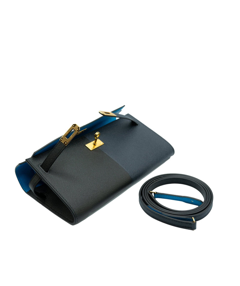 Hermès Hermes Kelly wallet to go Blue indigo, black, blue zanzibar- ASC1006