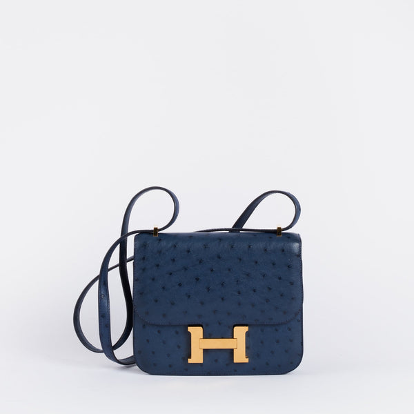 Hermès Constance Violine Ostrich 18 Palladium Hardware, 2023 (Like New), Purple/Silver Womens Handbag