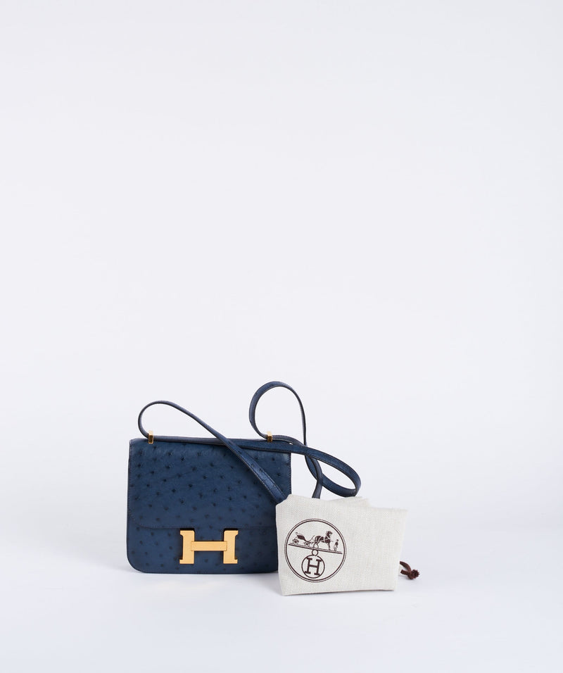 Hermès Constance 18 Bleu Saphir Ostrich Rose Gold Hardware RGHW — The  French Hunter