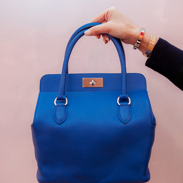 Hermes 26cm Toolbox Bag Hydra Blue Swift Calf Leather - RubyLUX