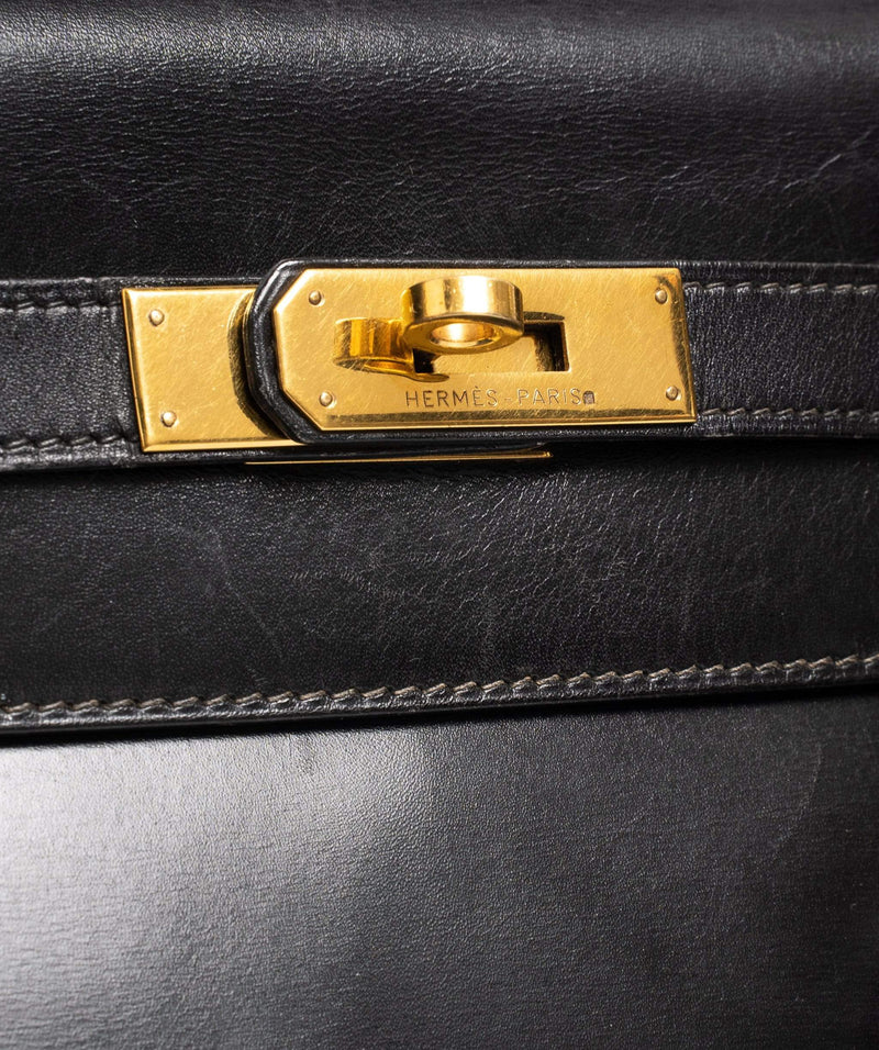 Hermès Hermes Vintage Black Box Calf Kelly Retourne 32 - AWL1631